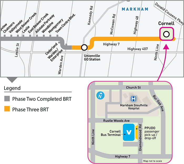 map of cornell terminal map of cornell terminal connecting to future brt at Ninth Line and Highway 7 East, Markham