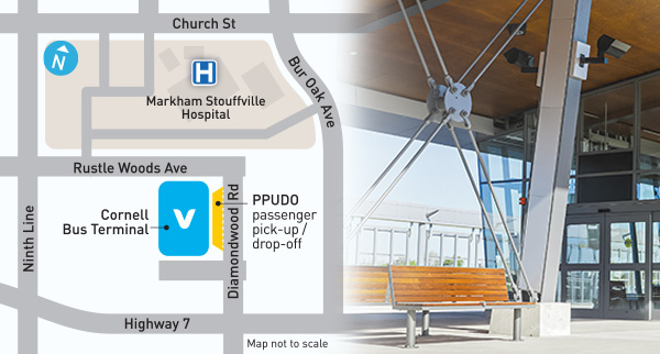 map of cornell terminal connecting to future brt at Ninth Line and Highway 7 East, Markham
