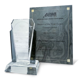 Two awards trophies