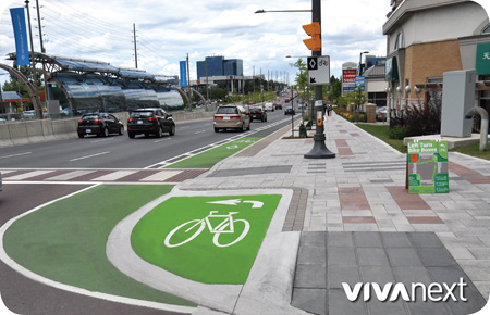 Bike box for turning left at an intersection on a bike