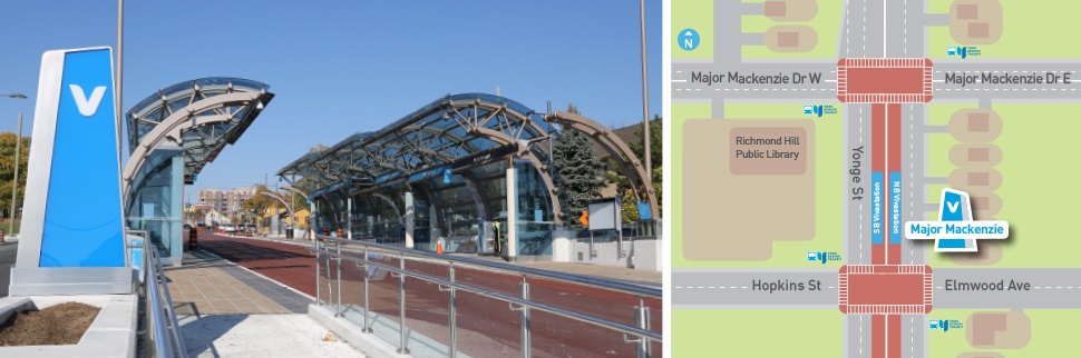 Map showing new location of Major Mackenzie viva station, south of Major Mackenzie and north of Hopkins/Elmwood
